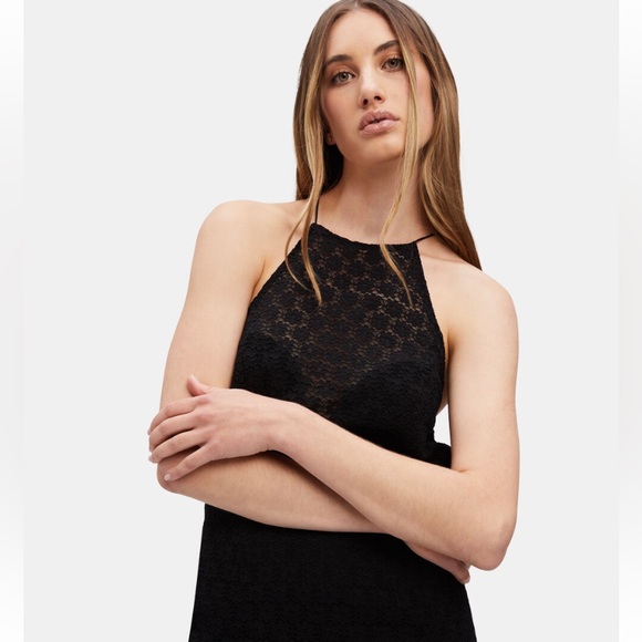 Bardot Black Halter Chameleon Backless Lace Midi Sexy Chic Dress Size 8 NWT - Picture 3 of 10